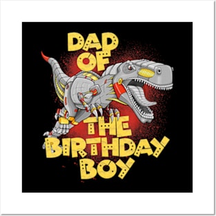 Dad Birthday Boy Dinosaur Robot Cyborg T-Rex Matching Posters and Art